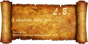 Lakatos Béke névjegykártya